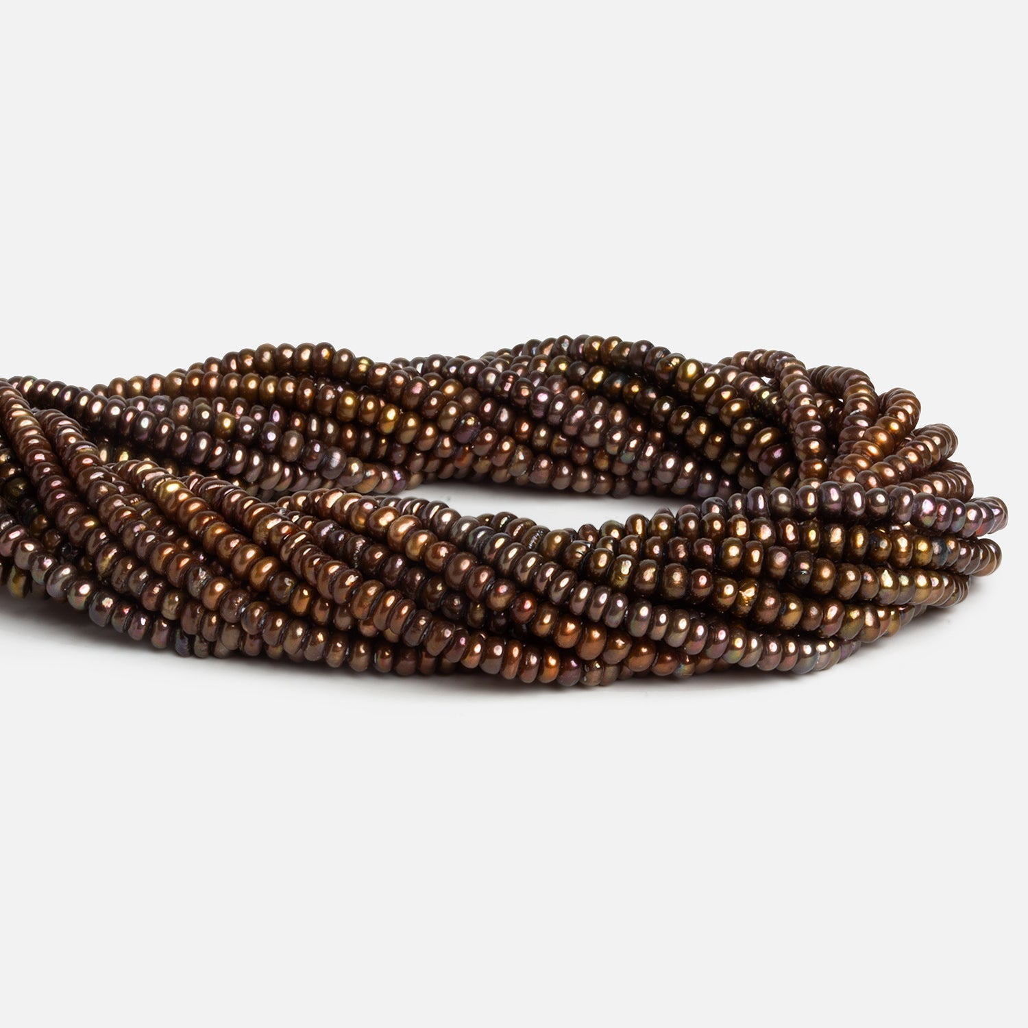 3mm Dark Olive Button Pearls 16 inch 170 beads - The Bead Traders