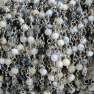 3mm Dendritic Opal Rondelle Silver Chain 37 beads - The Bead Traders
