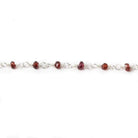 3mm Garnet Faceted Rondelle Silver Chain 40 beads - The Bead Traders
