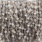 3mm Grey Moonstone Rondelle Silver Chain 36 beads - The Bead Traders