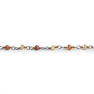 3mm Hessonite Garnet Faceted Rondelle Black Gold Chain 37 beads - The Bead Traders