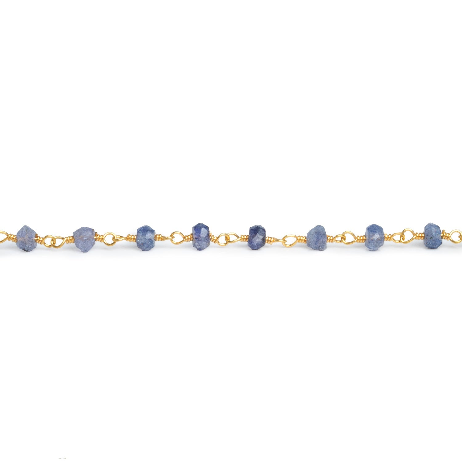 3mm Iolite Faceted Rondelle Gold Chain 40 beads - The Bead Traders