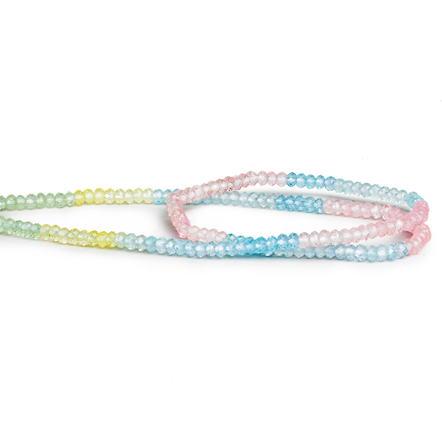3mm Light Multicolor Quartz Microfaceted Rondelles 12 inch 150 beads - The Bead Traders