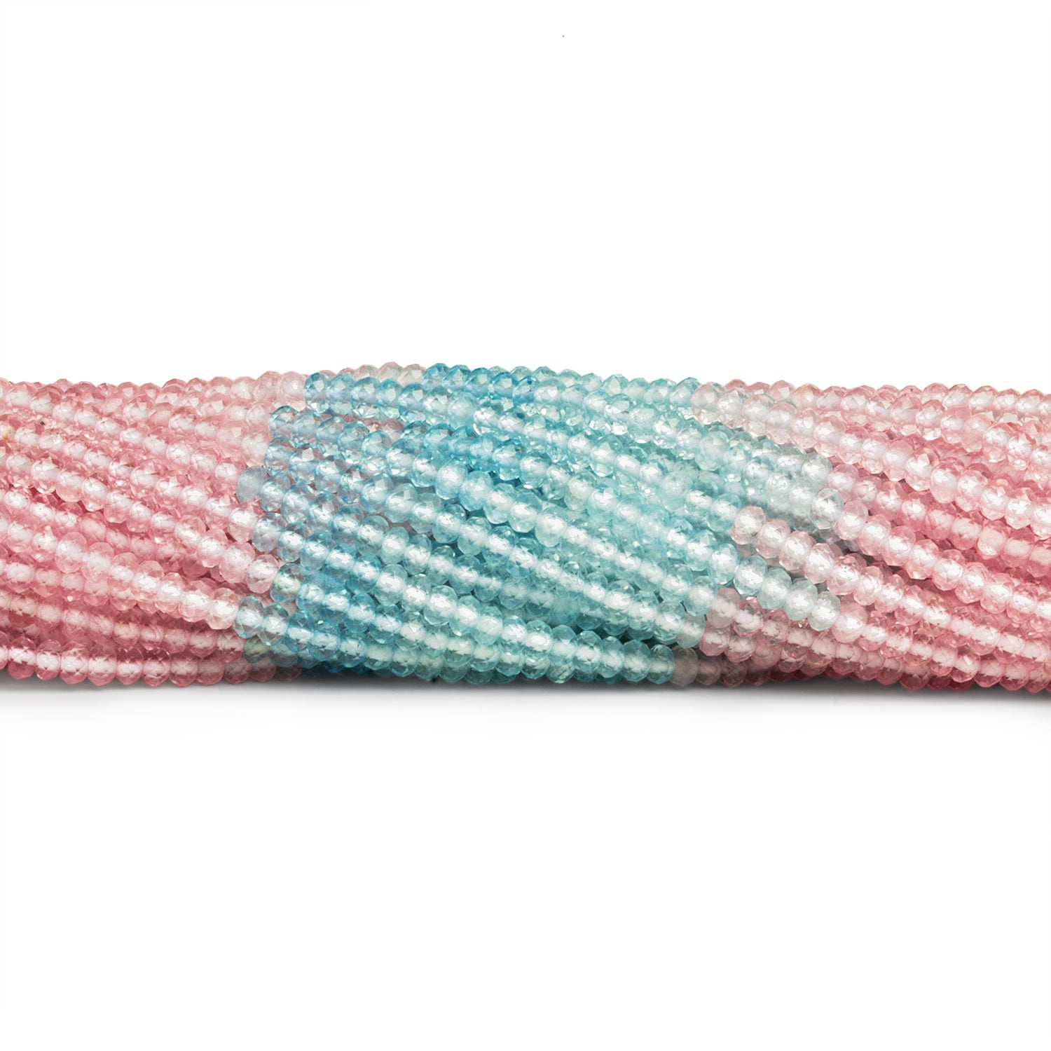 3mm Light Multicolor Quartz Microfaceted Rondelles 12 inch 150 beads - The Bead Traders
