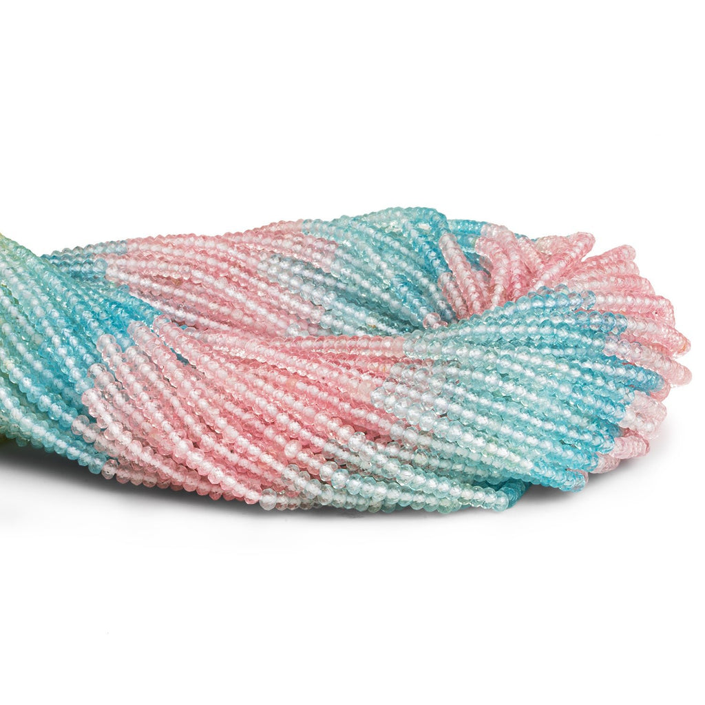 3mm Light Multicolor Quartz Microfaceted Rondelles 12 inch 150 beads - The Bead Traders