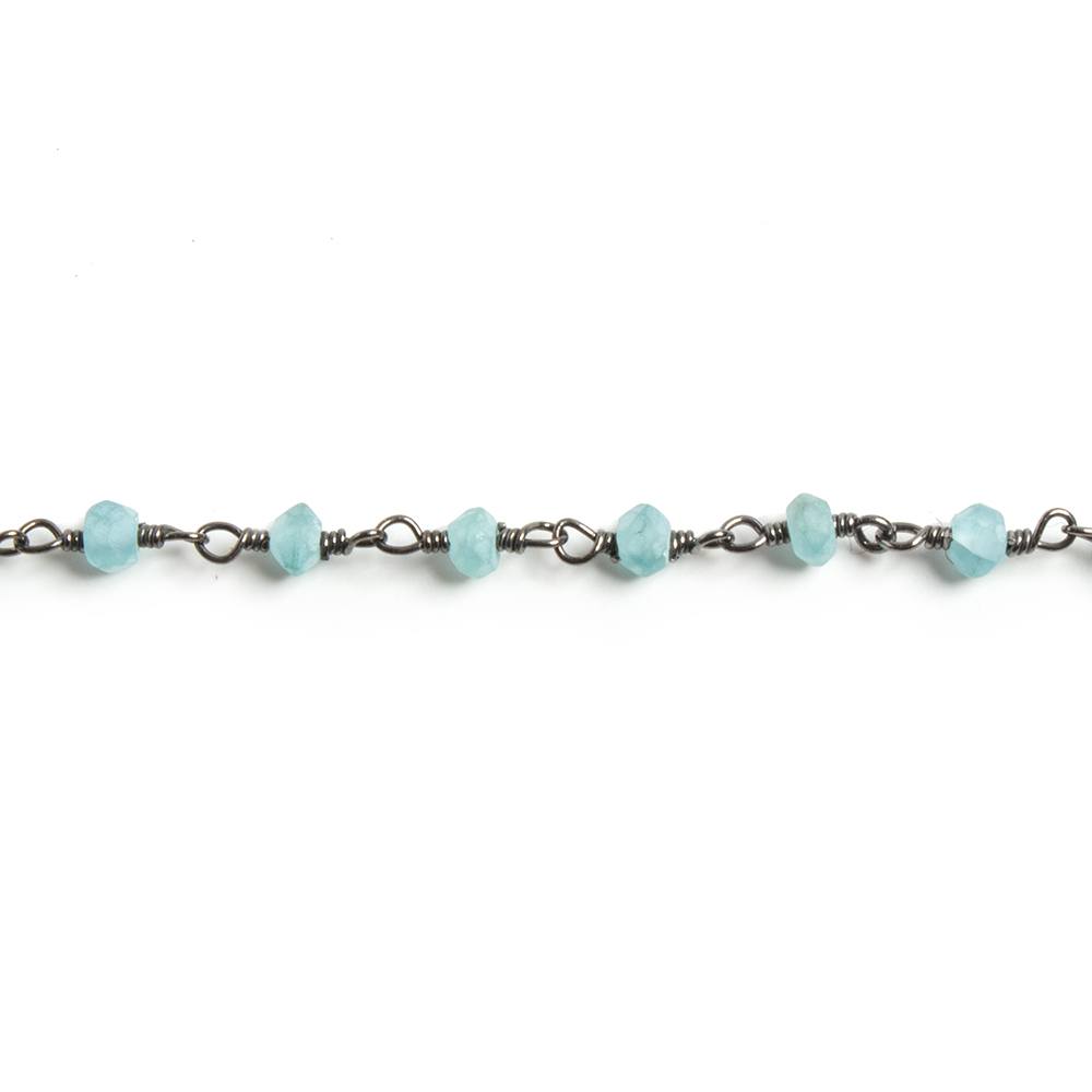 3mm Matte Apatite Faceted Rondelle Black Gold Chain 36 beads - The Bead Traders