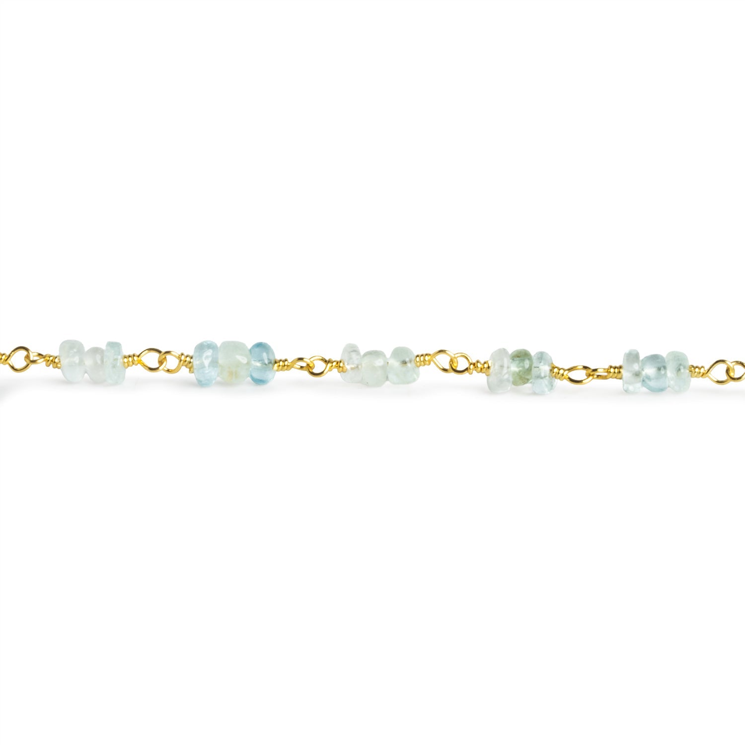 3mm Multi Beryl Rondelle Trios Gold Chain 84 beads - The Bead Traders