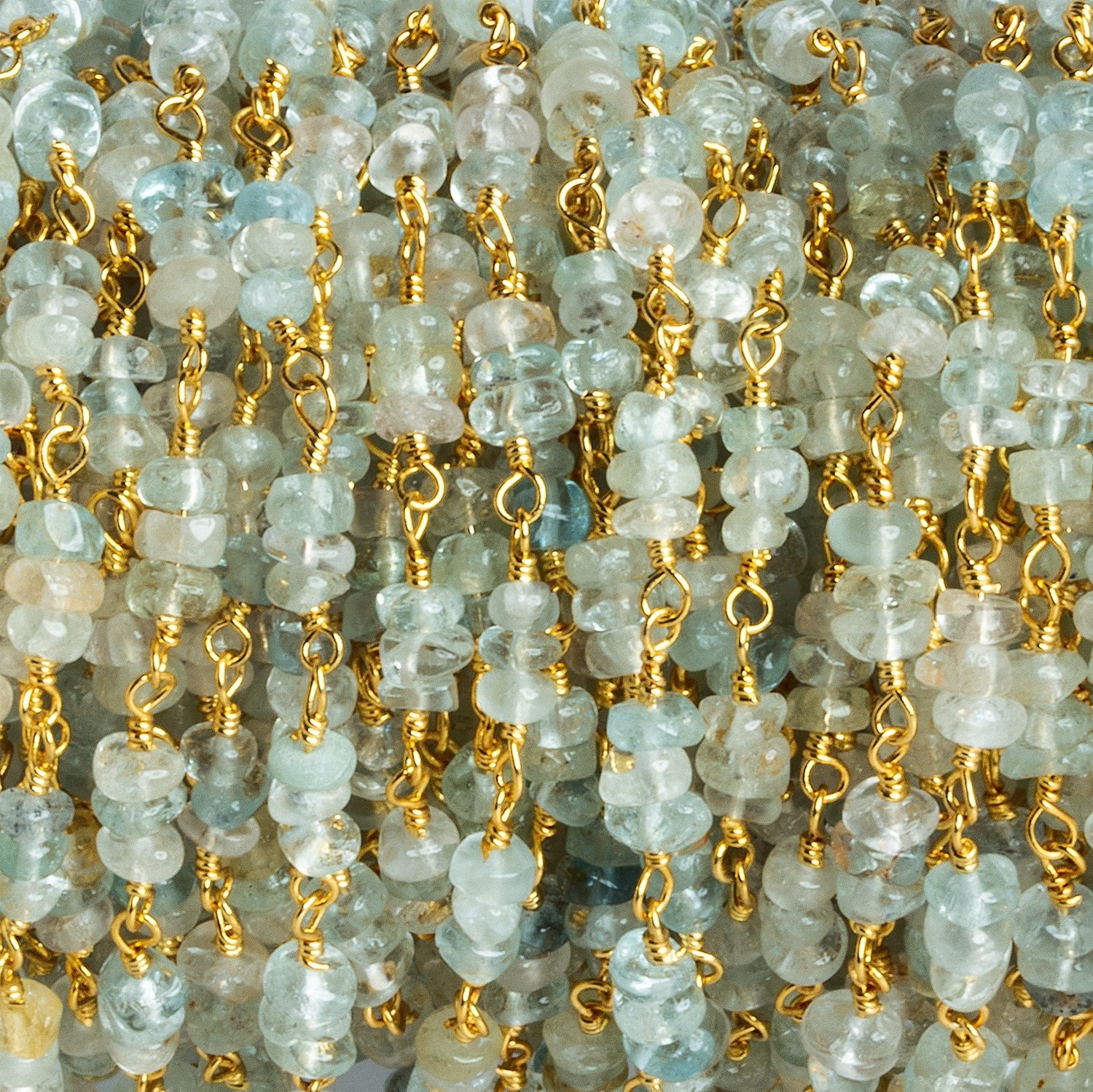 3mm Multi Beryl Rondelle Trios Gold Chain 84 beads - The Bead Traders