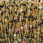 3mm Multi Color Tourmaline Microfaceted Round Gold Chain 40 beads - The Bead Traders