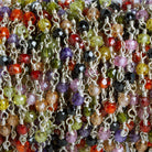 3mm Multicolor Cubic Zirconia Faceted Rondelle Silver Chain 41 beads - The Bead Traders