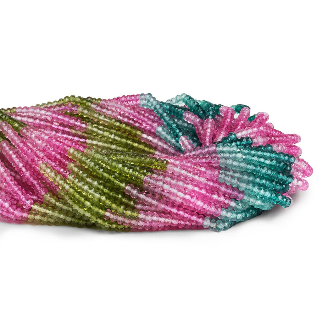 3mm Multicolor Quartz Microfaceted Rondelles 12 inch 150 beads - The Bead Traders