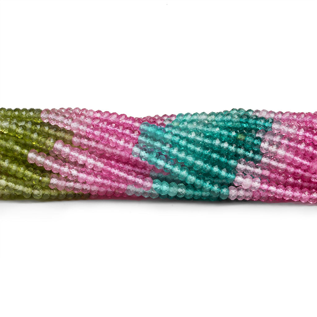 3mm Multicolor Quartz Microfaceted Rondelles 12 inch 150 beads - The Bead Traders