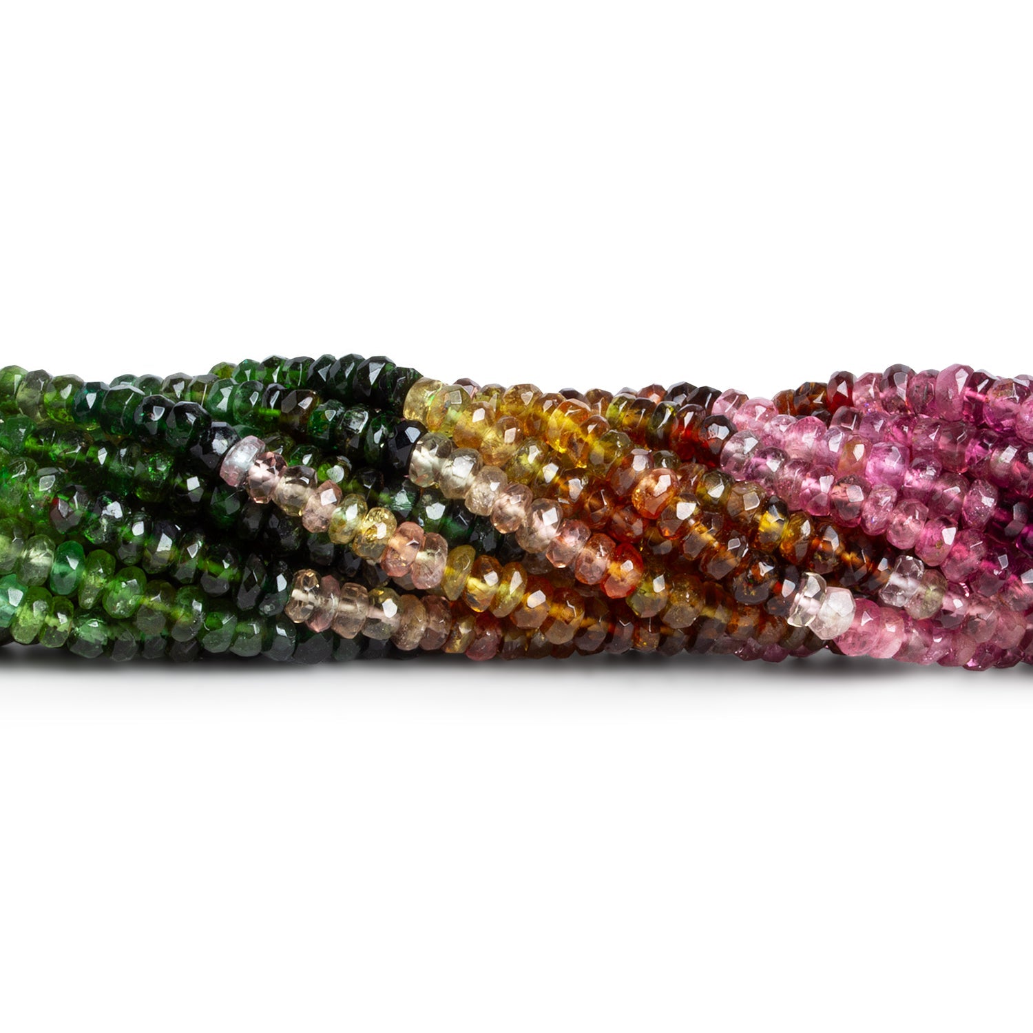 3mm Multicolor Tourmaline Faceted Rondelles 15 inch 190 beads - The Bead Traders