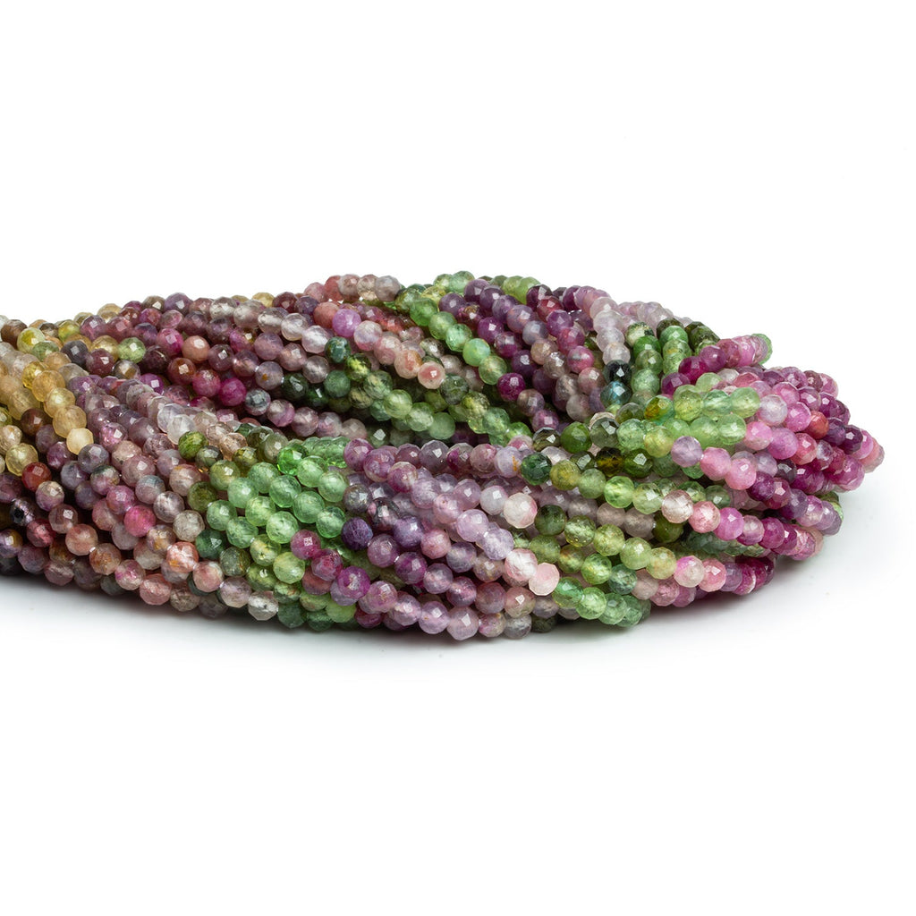 3mm Multicolor Tourmaline Microfaceted Rounds 12 inch 95 beads - The Bead Traders