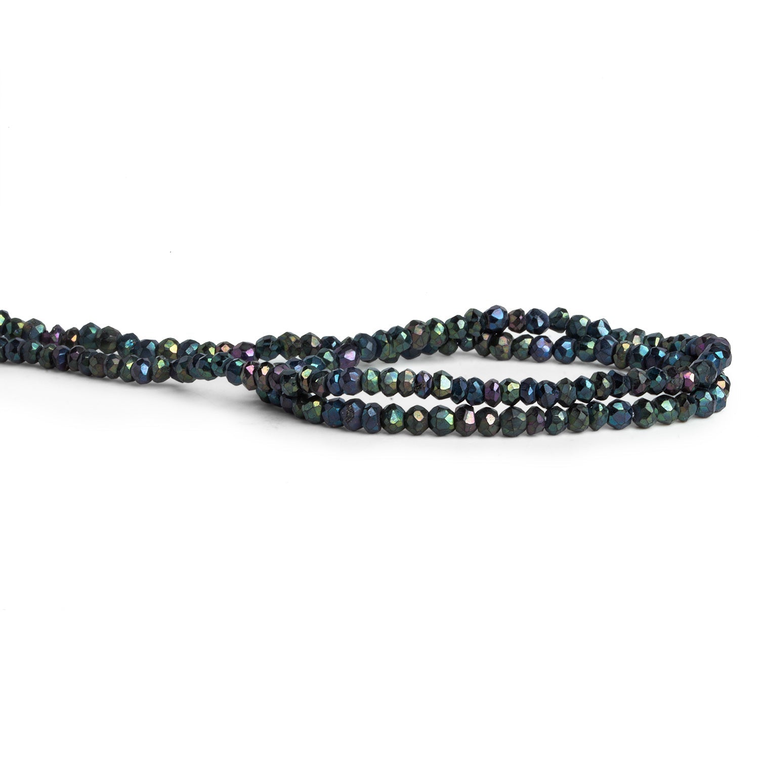 3mm Mystic Black Spinel Faceted Rondelles 12 inch 130 beads - The Bead Traders
