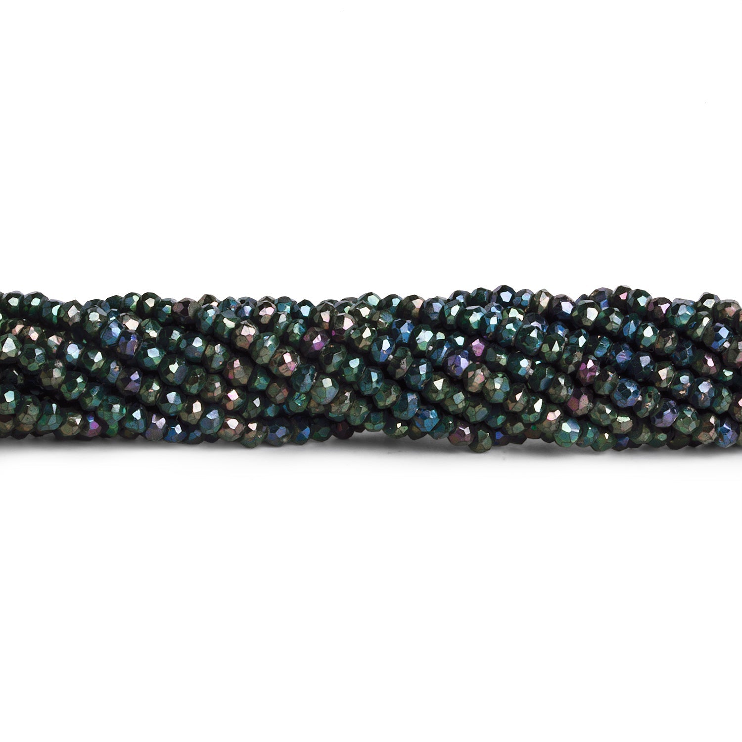 3mm Mystic Black Spinel Faceted Rondelles 12 inch 130 beads - The Bead Traders