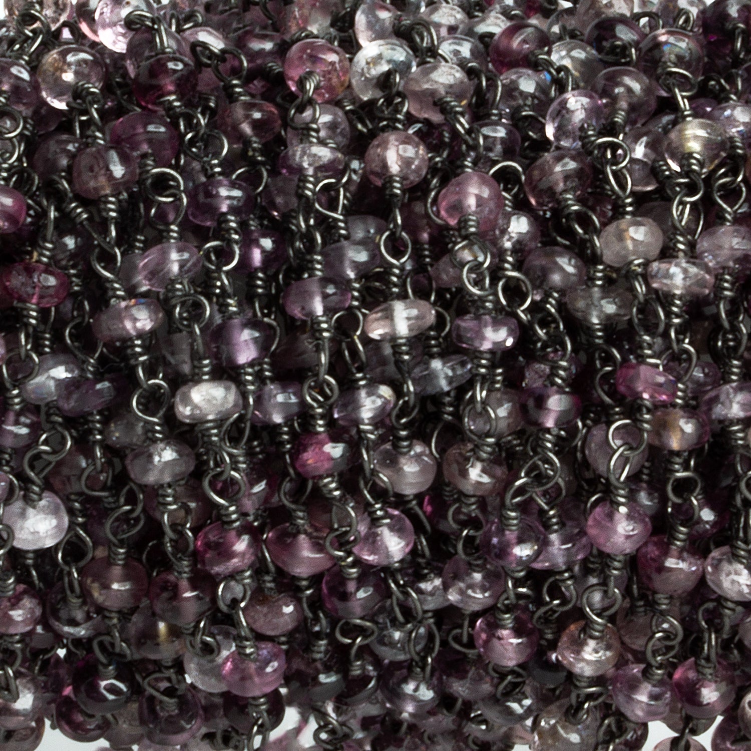 3mm Mystic Spinel Rondelle Black Gold Chain 41 beads - The Bead Traders