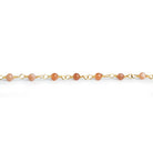 3mm Peach Moonstone Rondelle Gold Chain 39 Beads - The Bead Traders