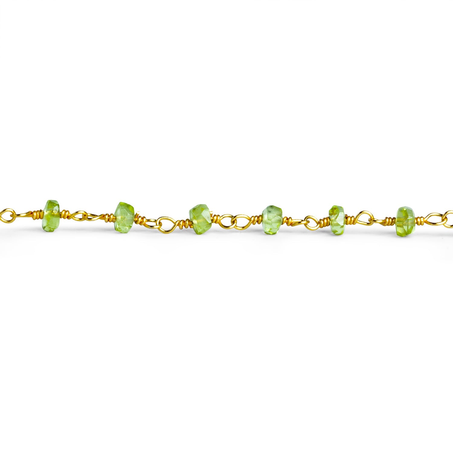 3mm Peridot Faceted Rondelle Gold Chain 40 beads - The Bead Traders