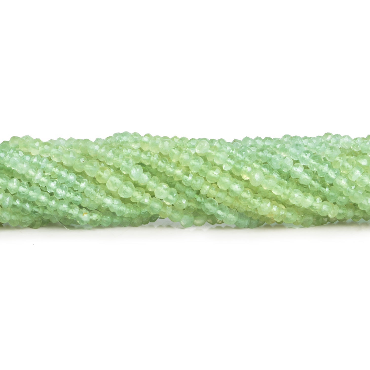 3mm Prehnite Faceted Rondelles 12 inch 160 beads - The Bead Traders