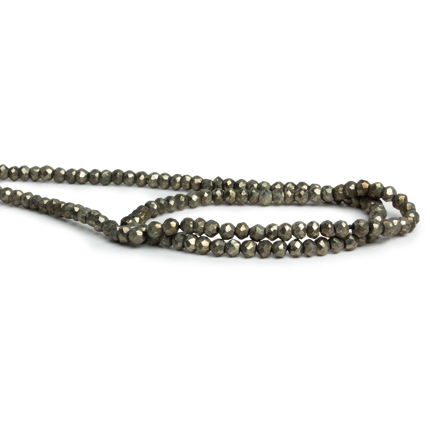 3mm Pyrite Faceted Rondelles 12 inch 110 beads - The Bead Traders