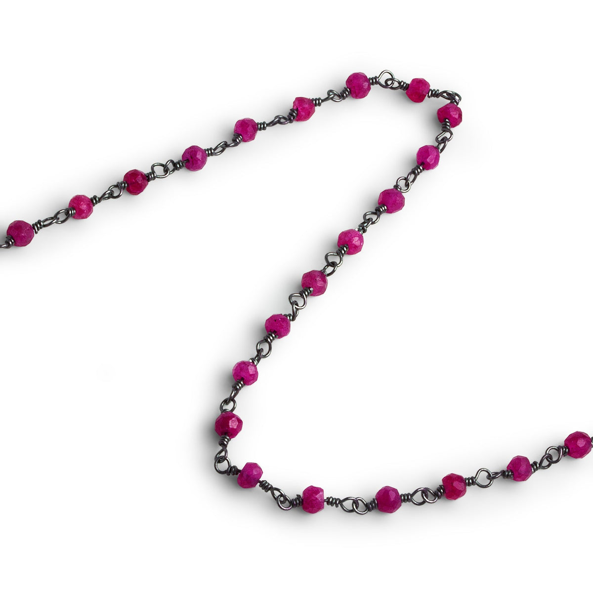 3mm Red Jade Rondelle Black Gold Chain 38 beads - The Bead Traders