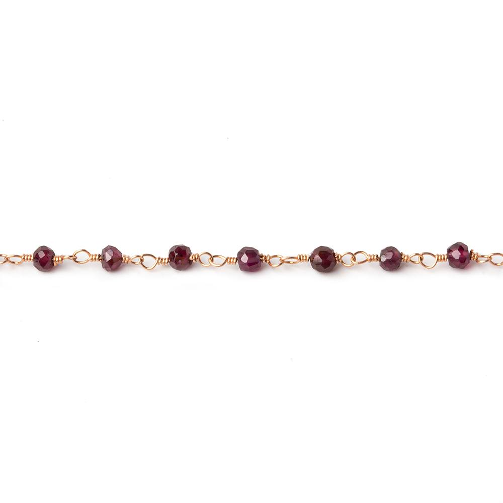 3mm Rhodolite Garnet Rondelle Gold Chain 41 Beads - The Bead Traders