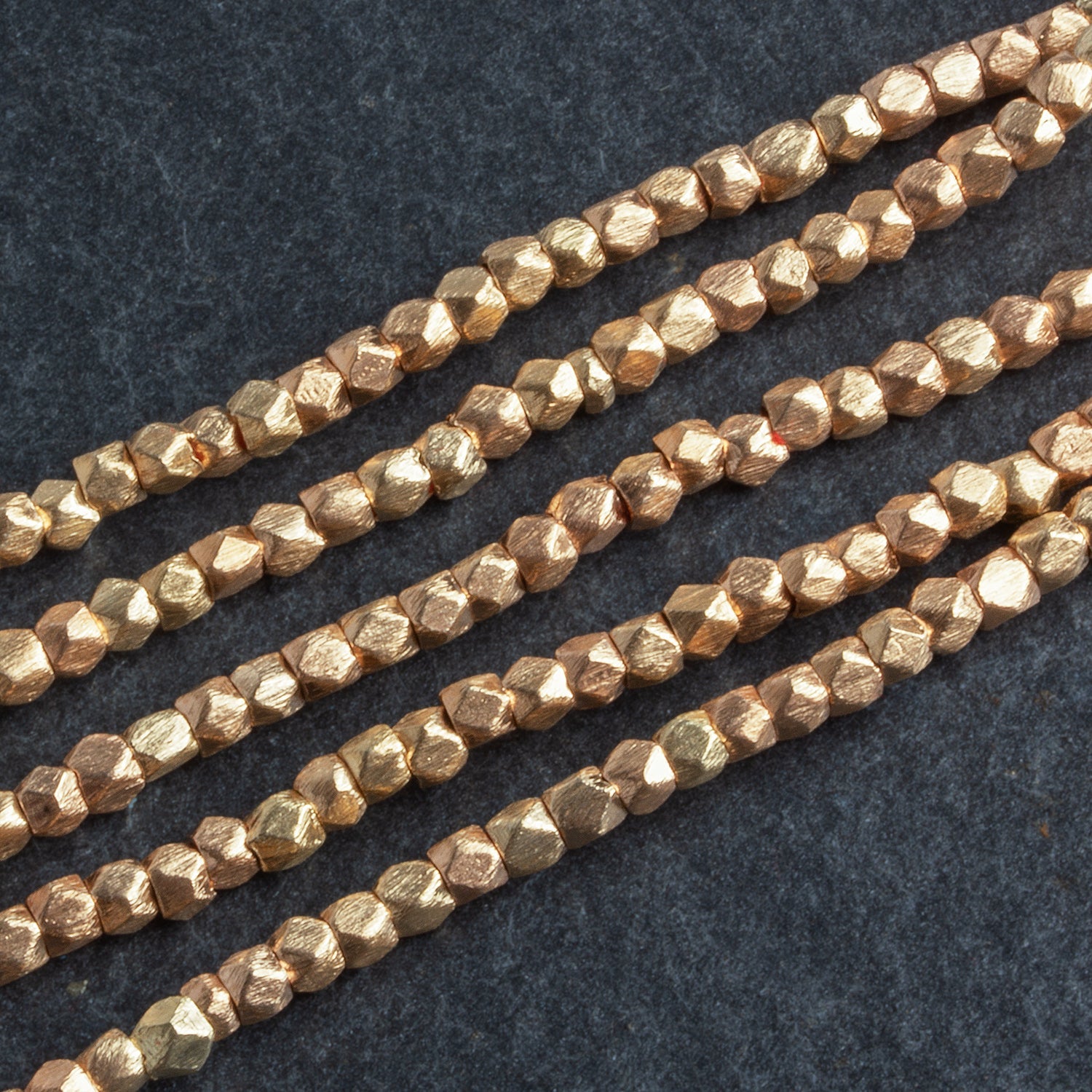 3mm Rose Gold Brushed Cubes 8 inch 65 beads - The Bead Traders