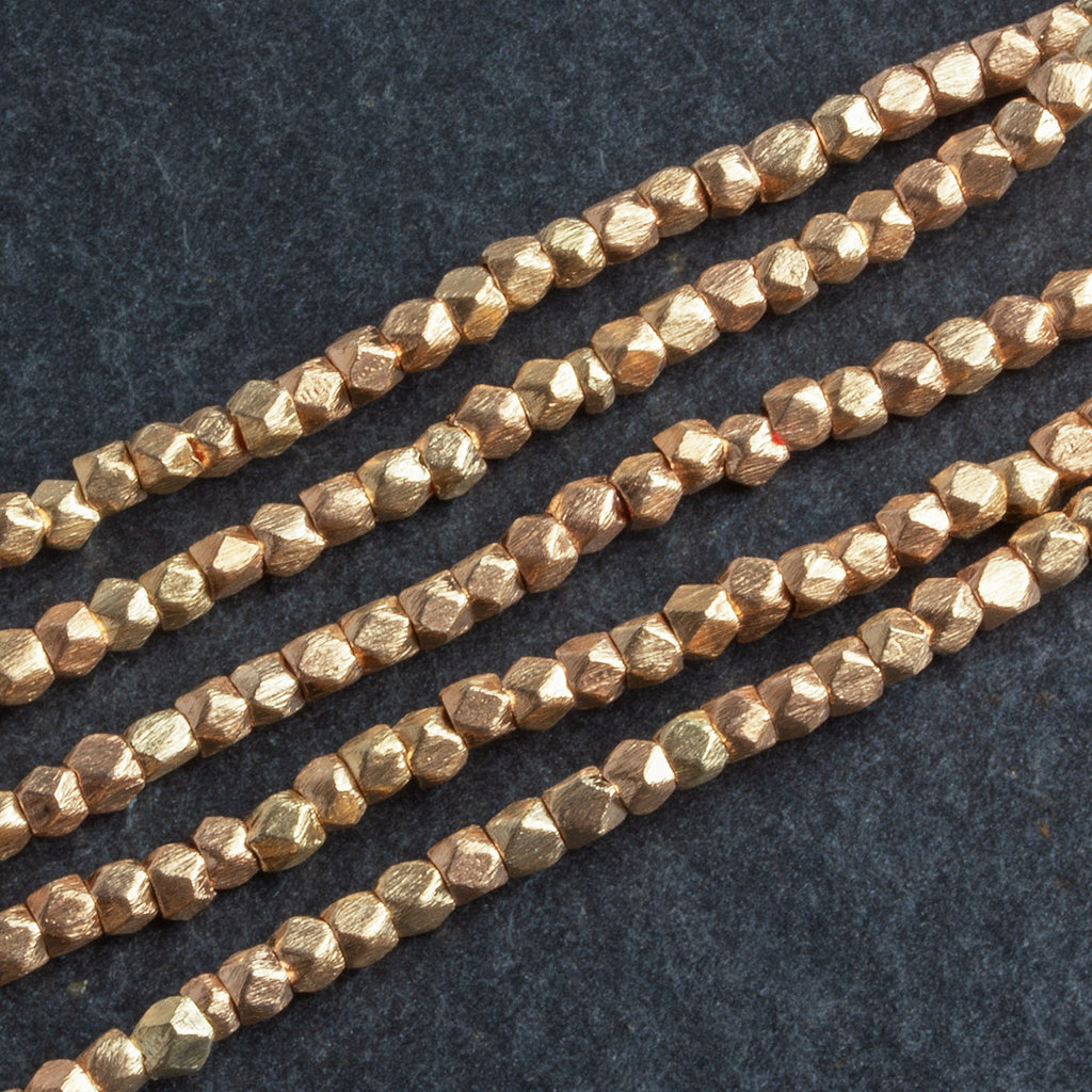 3mm Rose Gold Brushed Cubes 8 inch 65 beads - The Bead Traders