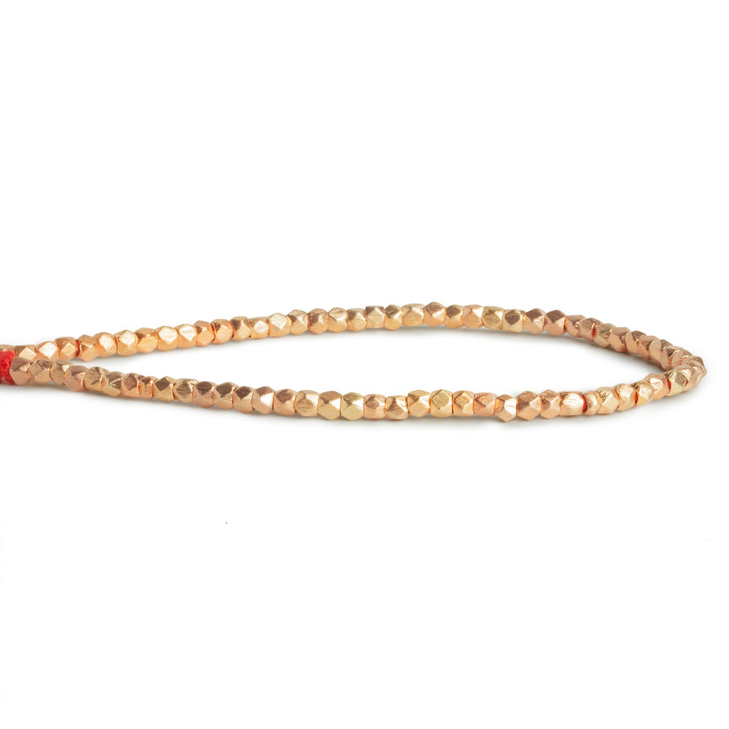 3mm Rose Gold Brushed Cubes 8 inch 65 beads - The Bead Traders