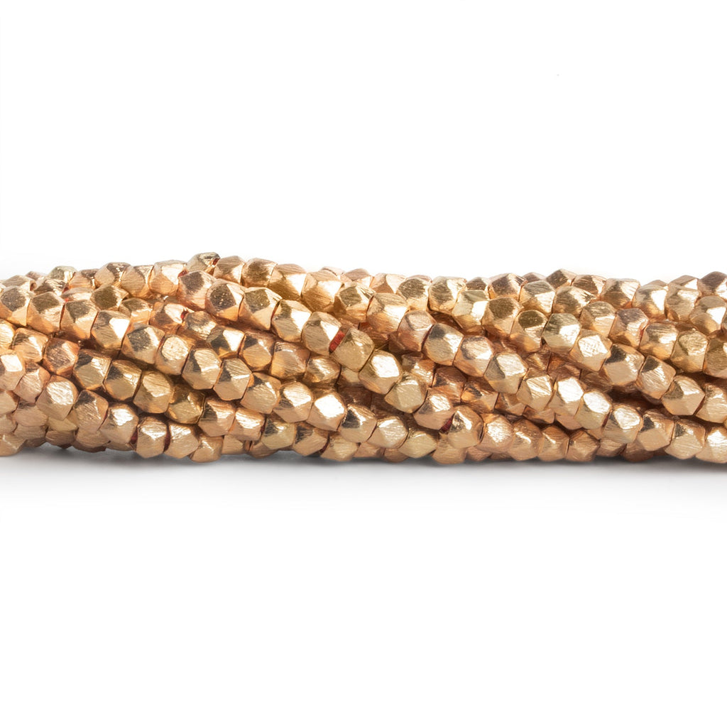 3mm Rose Gold Brushed Cubes 8 inch 65 beads - The Bead Traders