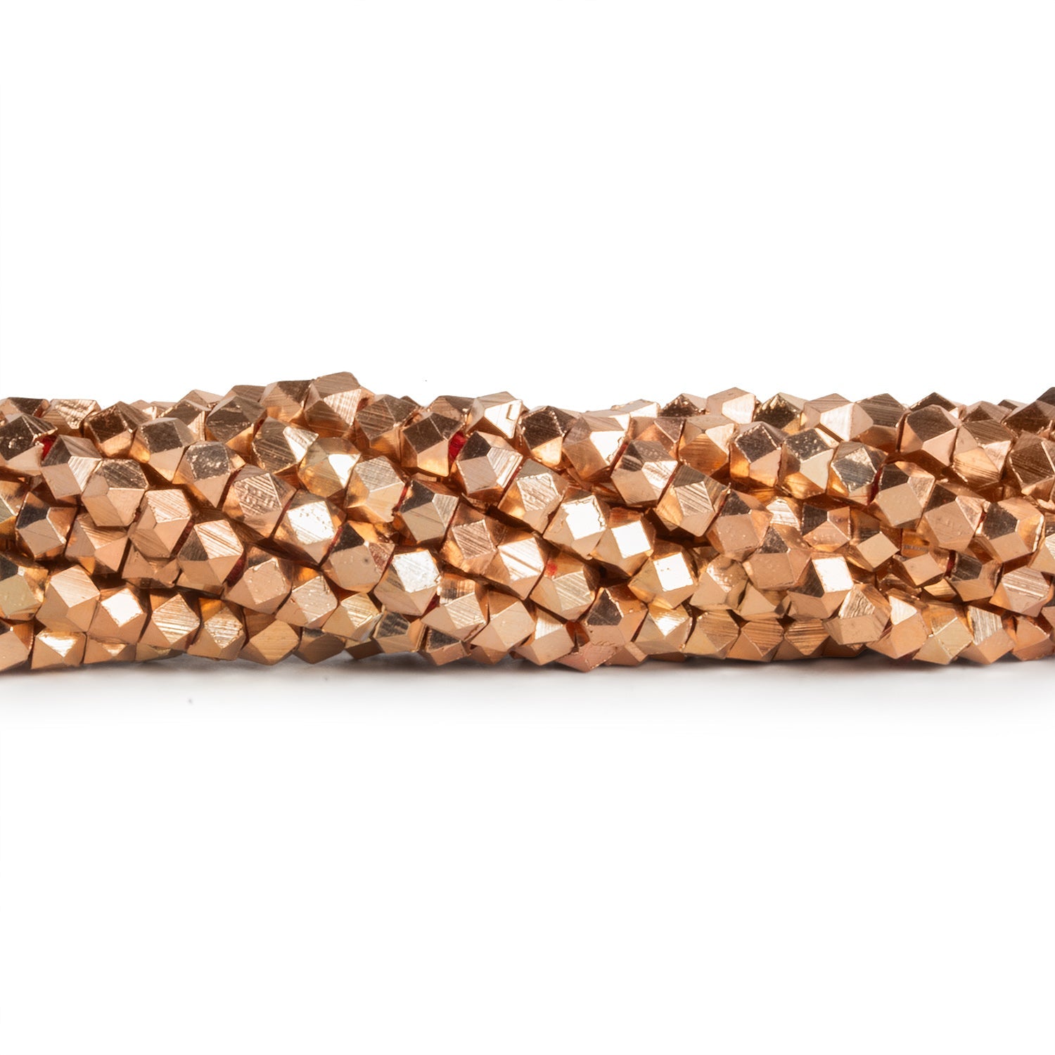 3mm Rose Gold Faceted Cubes 8 inch 60 beads - The Bead Traders