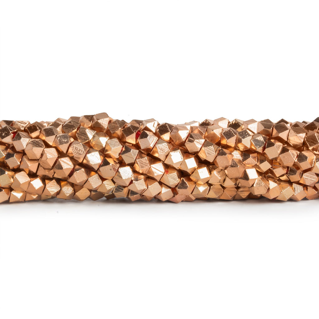 3mm Rose Gold Faceted Cubes 8 inch 60 beads - The Bead Traders