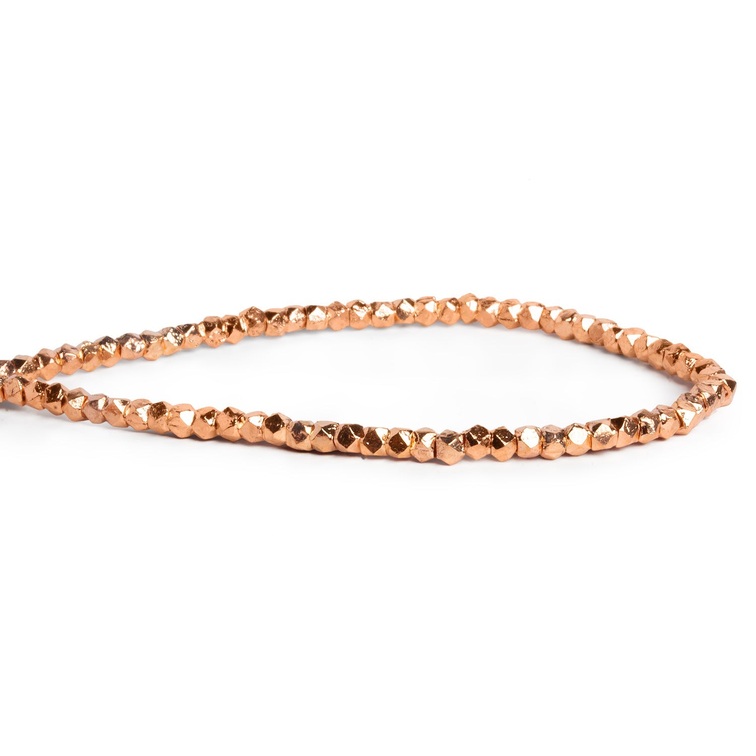3mm Rose Gold Plated Copper Faceted Nuggets 8 inch 65 beads - The Bead Traders