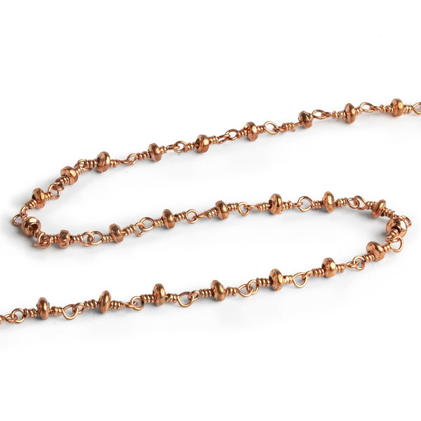 3mm Rose Gold Plated Rondelle Chain 42 beads