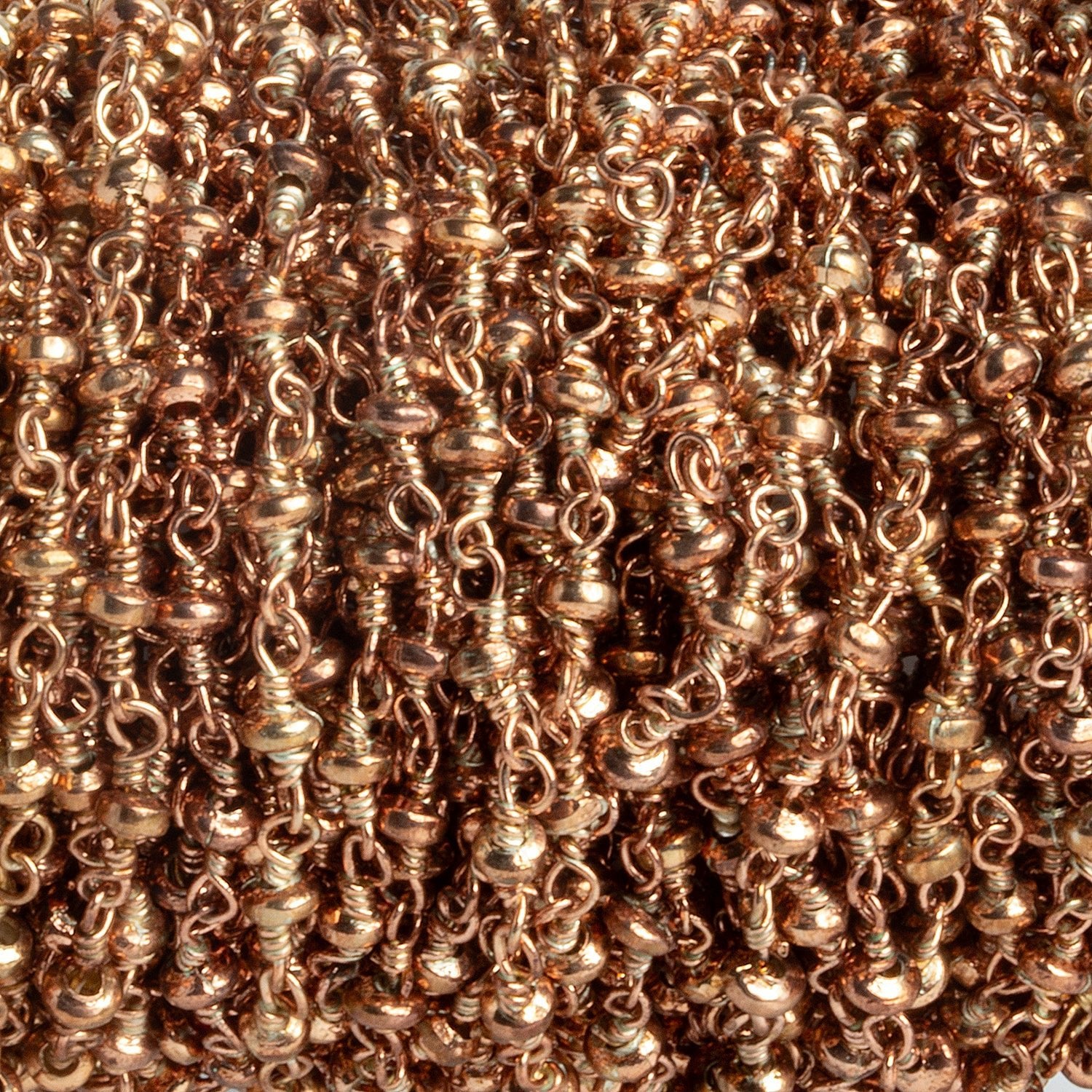 3mm Rose Gold Plated Rondelle Chain 42 beads - The Bead Traders