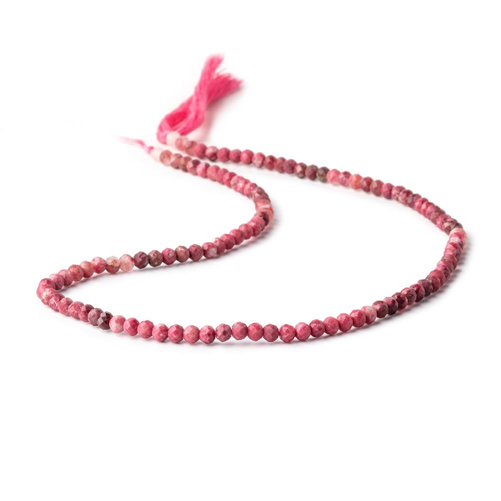 3mm Shaded Thulite Microfaceted Rondelles 12.5 inch 112 Beads - The Bead Traders