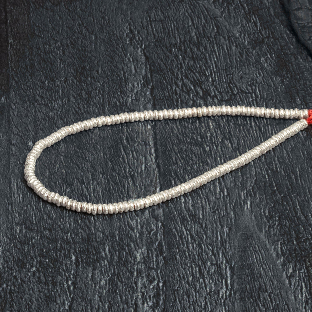 3mm Sterling Silver Plated Copper Brushed Disc 8 inch 130 beads - The Bead Traders