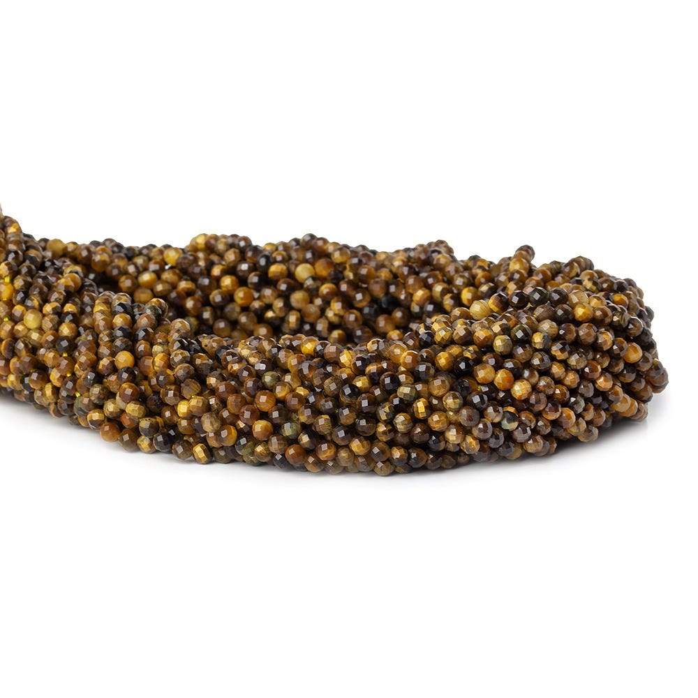 3mm Tiger's Eye Microfaceted Rounds 13 inch 115 beads - The Bead Traders