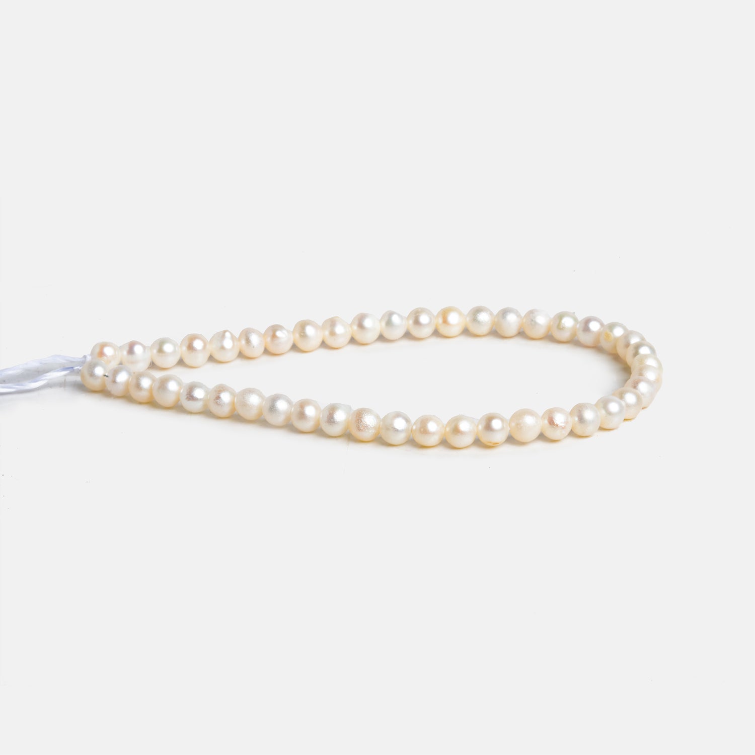 3mm White Off Round Pearls 5 inch 40 beads - The Bead Traders