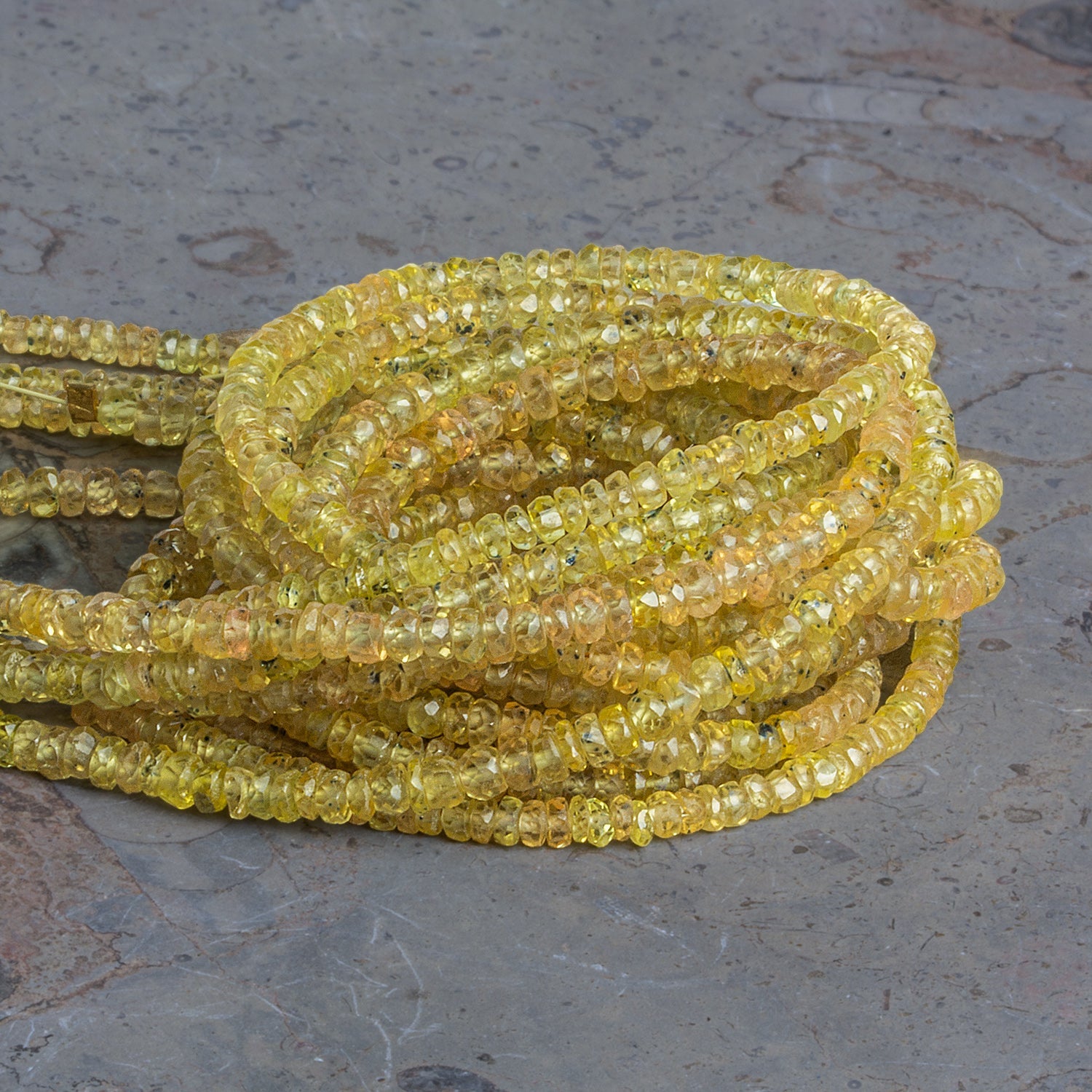 3mm Yellow Sapphire faceted rondelles 16 inch 225 pieces - The Bead Traders