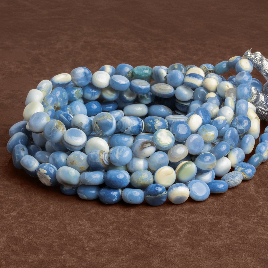 4 - 10mm Denim Blue Opal Plain Coins 17 inch 50 beads - The Bead Traders