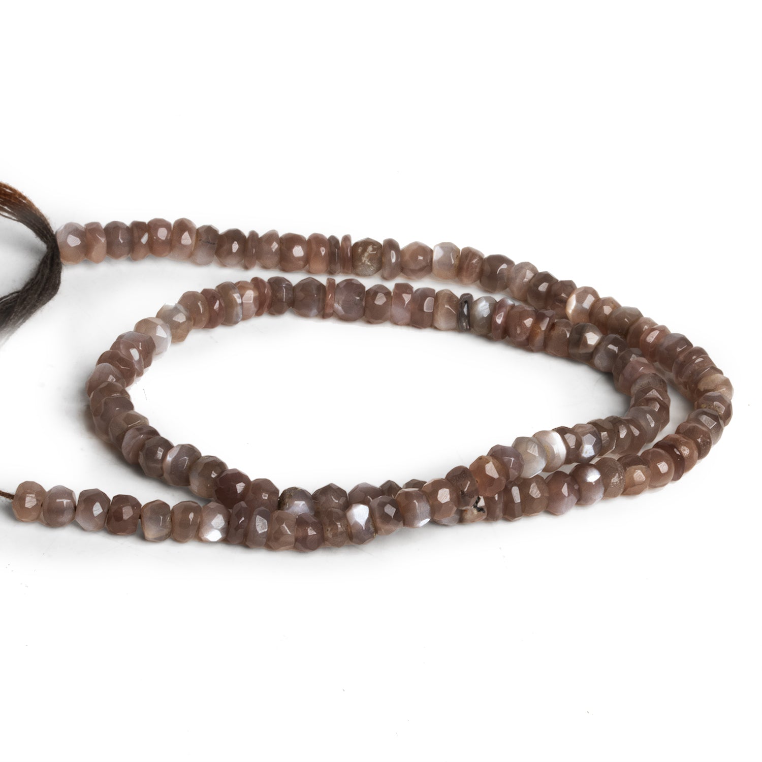 4 - 4.5mm Chocolate Moonstone Faceted Rondelles 13 inch 90 beads - The Bead Traders