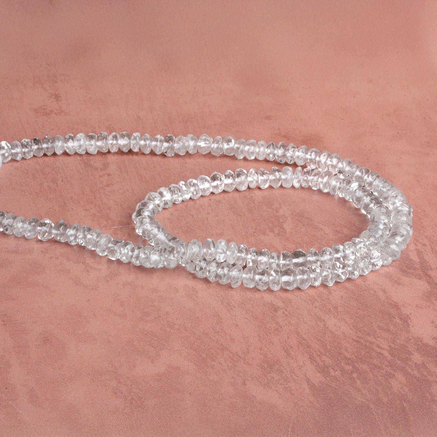 4 - 4.5mm Crystal Quartz faceted rondelle Beads 13.5 inch 138 pieces - The Bead Traders