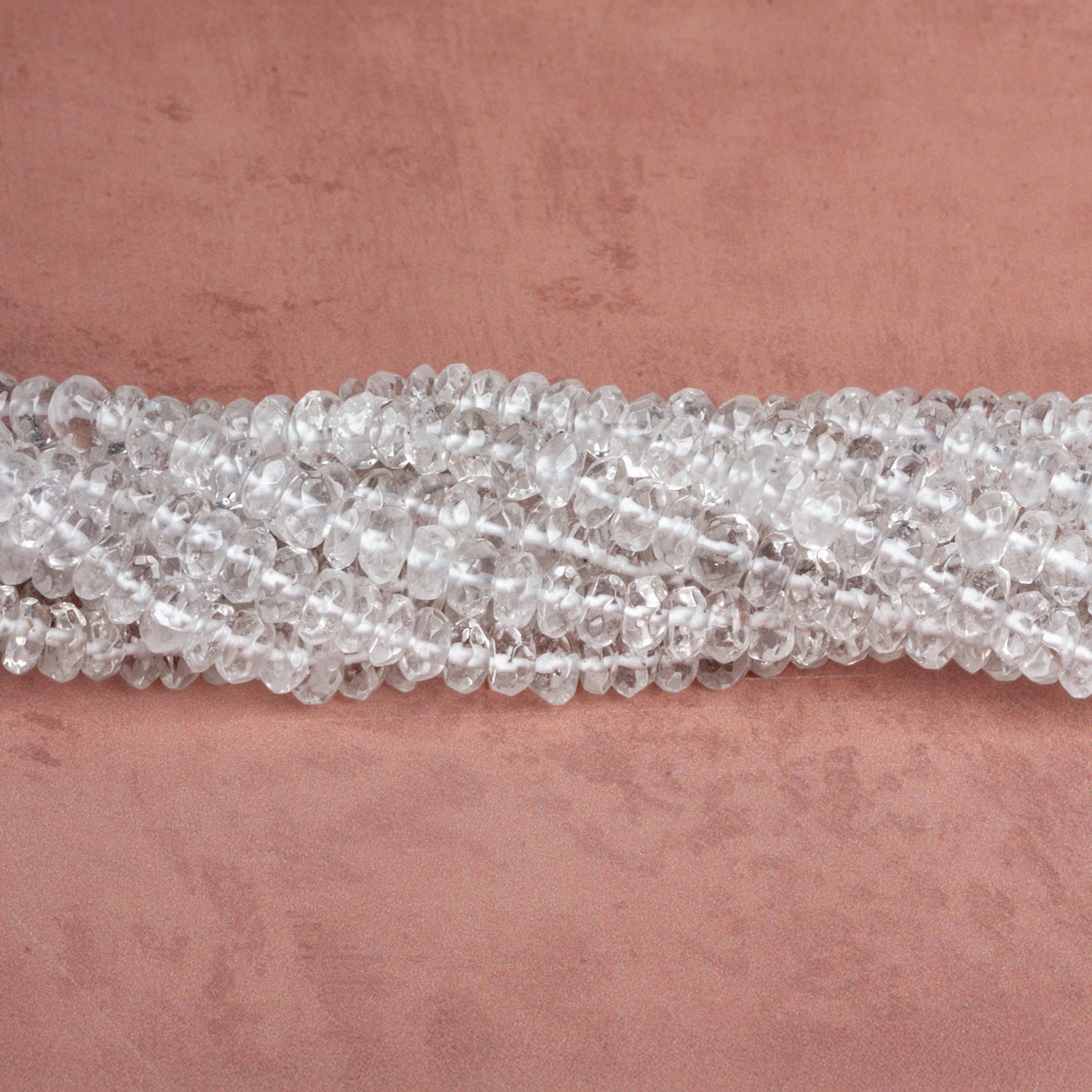 4 - 4.5mm Crystal Quartz faceted rondelle Beads 13.5 inch 138 pieces - The Bead Traders