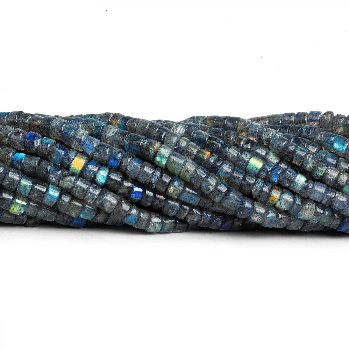 4-4.5mm Labradorite Handcut Plain Heishis 12 inch 115 beads - The Bead Traders