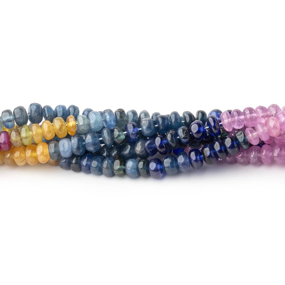 4-4.5mm Multicolor Sapphire Plain Rondelles 18 inch 170 beads AA - The Bead Traders