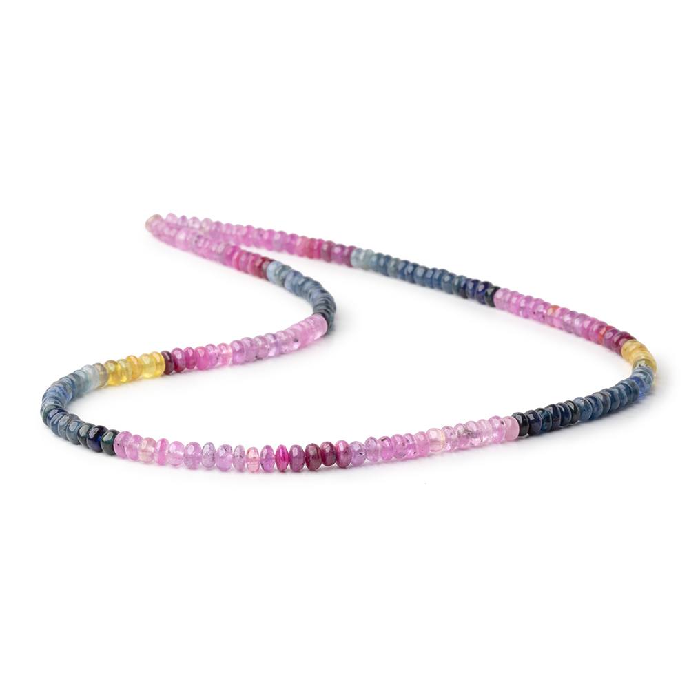 4-4.5mm Multicolor Sapphire Plain Rondelles 18 inch 170 beads AA - The Bead Traders