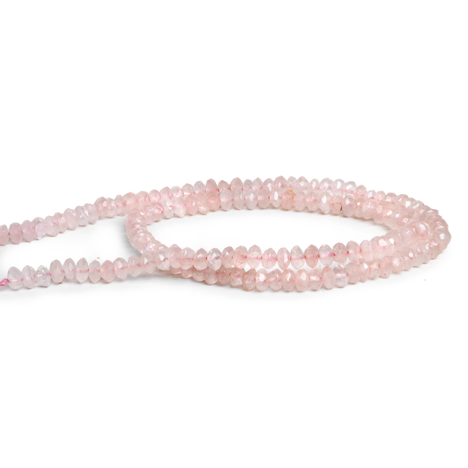 4 - 4.5mm Rose Quartz Faceted Discs 15 inch 130 beads - The Bead Traders
