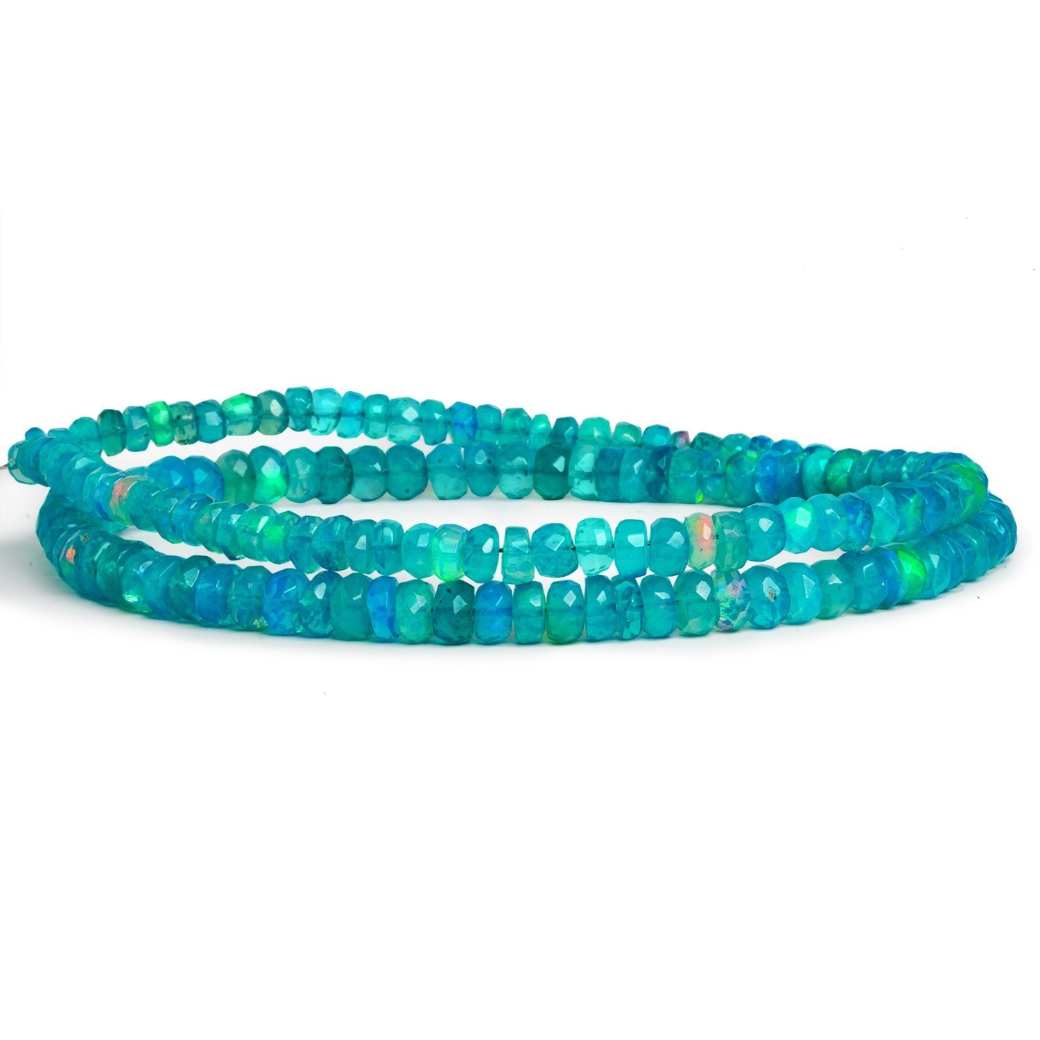 4 - 5mm Blue Ethiopian Opal Faceted Rondelles 16 inch 150 beads - The Bead Traders